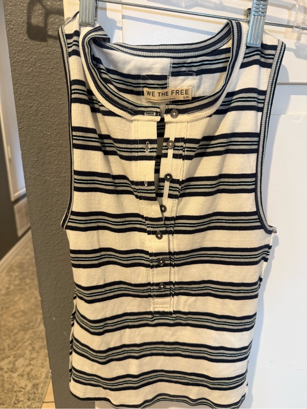 We The Free Black & White Striped Ribbed Jamie Henley Tank Top